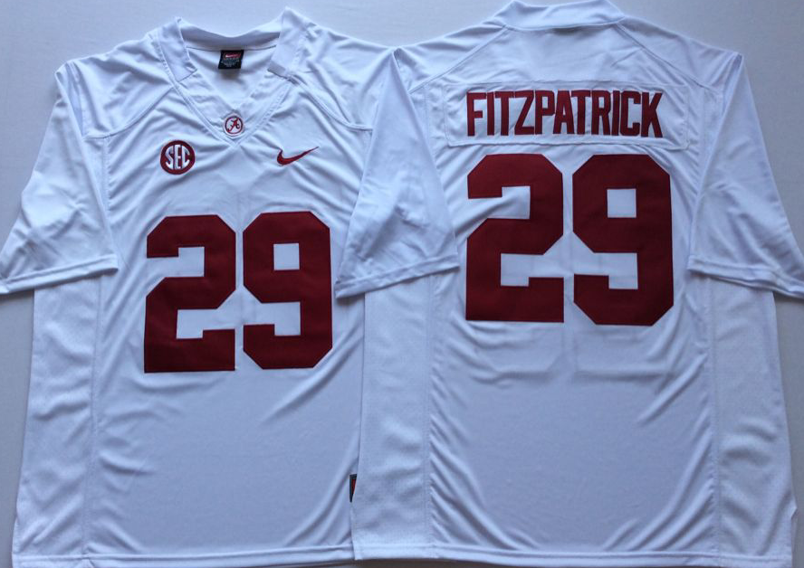 Men Alabama Crimson Tide #29 Fitzpatrick White Nike NCAA Jerseys